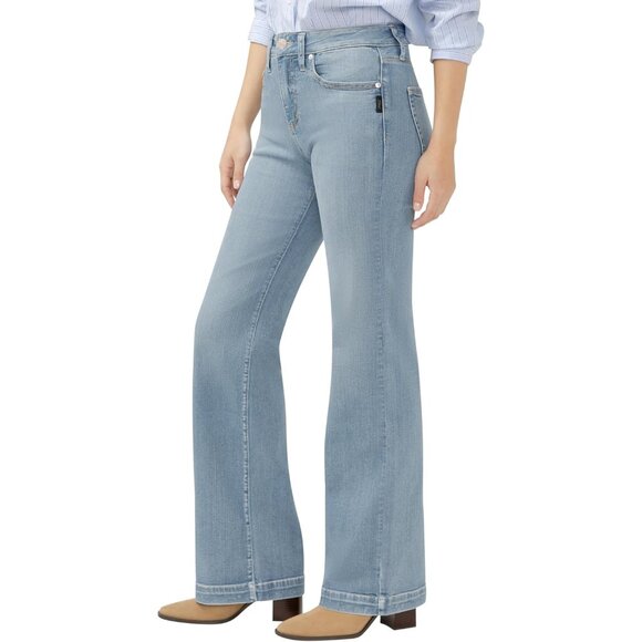 Women's Curvy Fit Trouser Leg Jeans High Rise Ebony Stretch Denim 28w - Picture 2 of 7